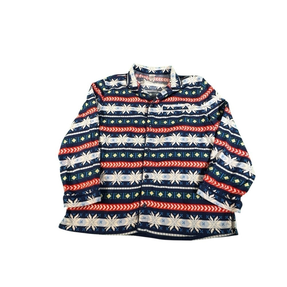 Hanna Andersson Women’s Flannel Shirt L Snowflake Fair Isle Winter Pajama Top